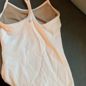 white lulu lemon athletic tank with built in bra!